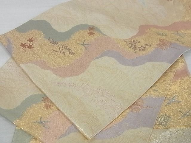 平和屋着物■六通柄袋帯 玉かずら 詩仙道長文 金糸 逸品 ga1750