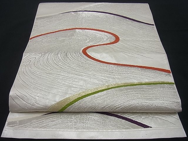 平和屋着物■六通柄袋帯 流水文 銀糸 逸品 n-gh0878