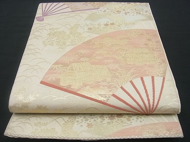 平和屋着物■六通柄袋帯 扇面御所解文 金糸 逸品 n-gh1657
