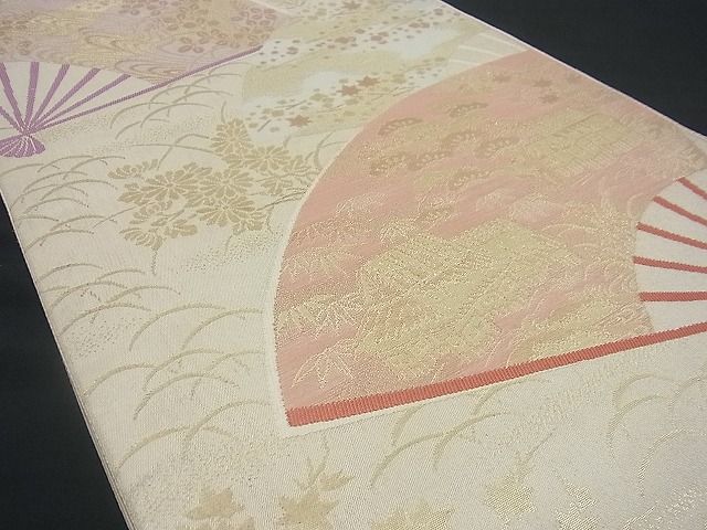 平和屋着物■六通柄袋帯 扇面御所解文 金糸 逸品 n-gh1657