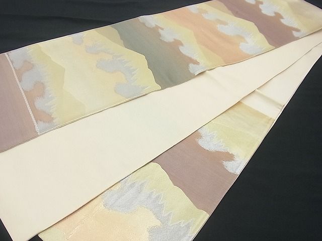 平和屋着物■六通柄袋帯 遠山樹林文 金銀糸 逸品 n-gh1658