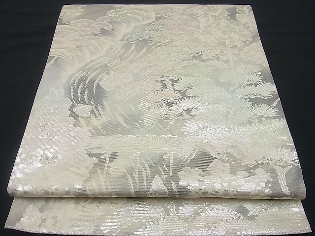 平和屋着物■六通柄袋帯 渡橋浜松文 銀糸 逸品 n-gh1661