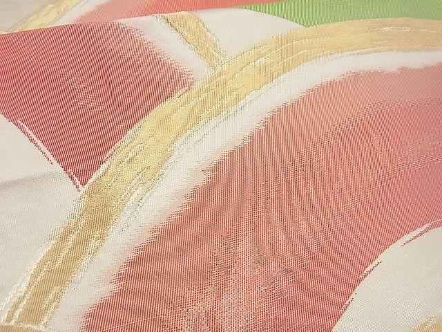 平和屋着物■六通柄袋帯 ふくれ織 地紙重ね文 金銀糸 逸品 n-gh1688