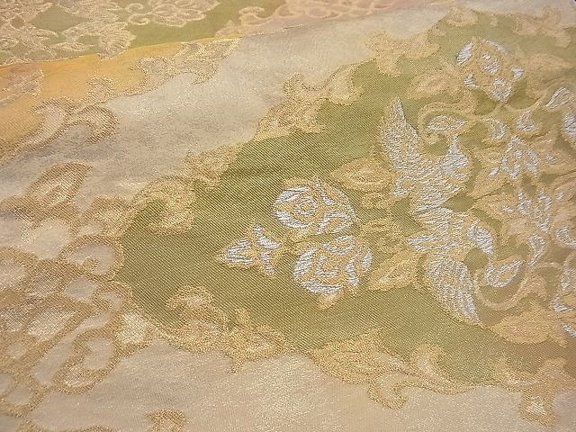 平和屋着物■六通柄袋帯 菱吉祥花鳥文 金銀糸 逸品 n-gh1697