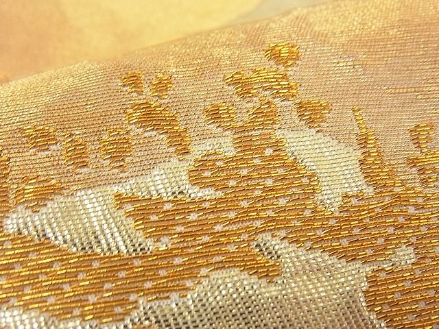 平和屋着物■六通柄袋帯 ふくれ織 松 金糸 逸品 n-gh1724
