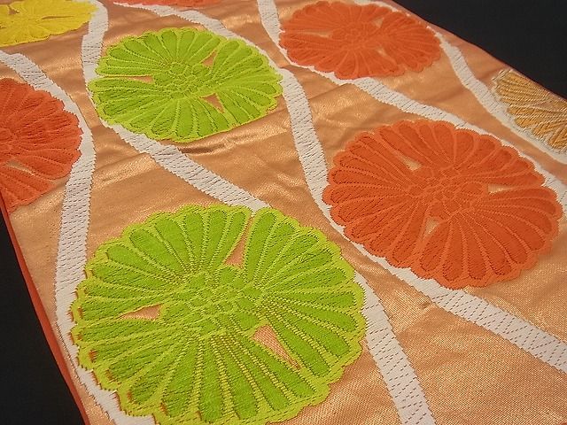 平和屋着物■六通柄袋帯 唐織 立涌菊文 金銀糸 逸品 n-gh1730