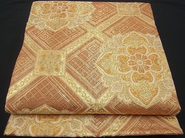 平和屋着物■佐賀錦 六通柄袋帯 正倉院蜀江花文 金糸 逸品 n-gh1731