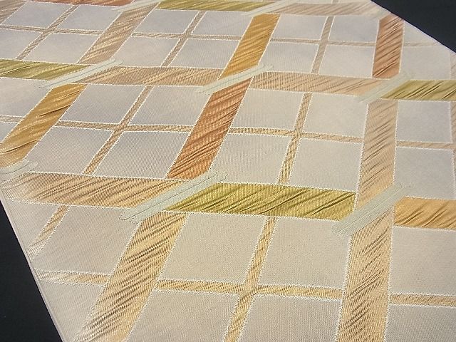 平和屋着物■六通柄袋帯 ふくれ織 菱吉祥文 金糸 逸品 n-gh1732