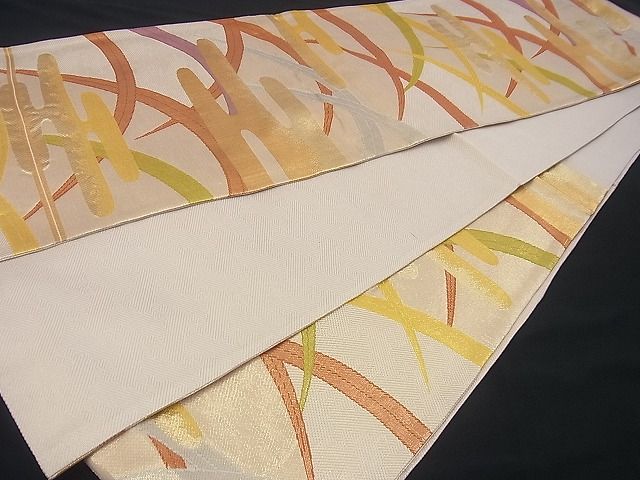 平和屋着物■六通柄袋帯 エ霞芝草文 金糸 逸品 n-gh1735