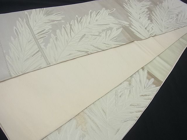 平和屋着物■六通柄袋帯 唐織 若松葉文 銀糸 逸品 n-gh1745