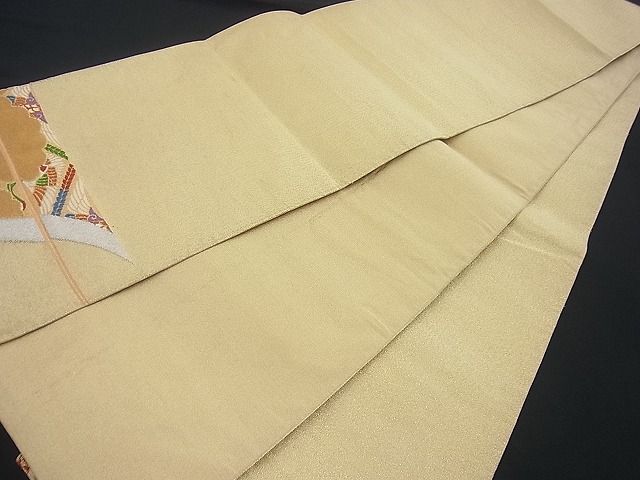 平和屋着物■太鼓柄袋帯 唐織 綴れ 地紙向かい鶴文 逸品 n-gh1748