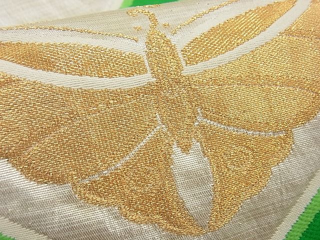 平和屋着物■六通柄袋帯 蜀江向かい蝶花菱文 金銀糸 逸品 n-gh1754