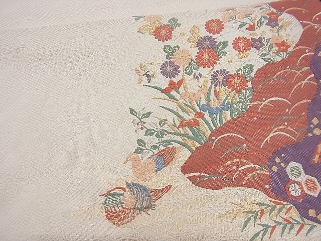 平和屋着物■太鼓柄袋帯 唐織 流水鴛鴦草花文 逸品 n-gh1758