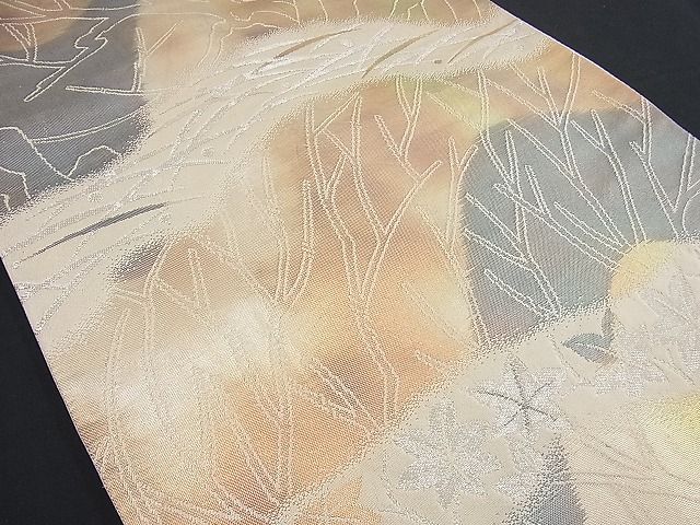 平和屋着物■六通柄袋帯 露芝楓風景文 金銀糸 逸品 n-gt1258