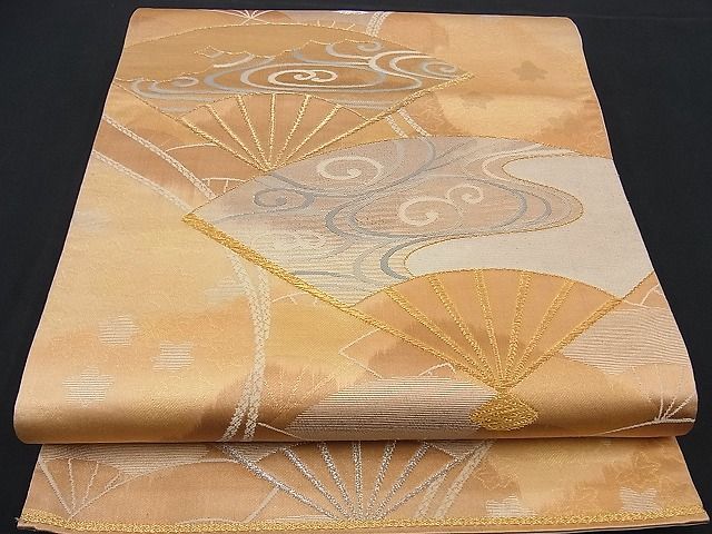 平和屋着物■六通柄袋帯 流水扇面吉祥文 金銀糸 逸品 n-gt1308