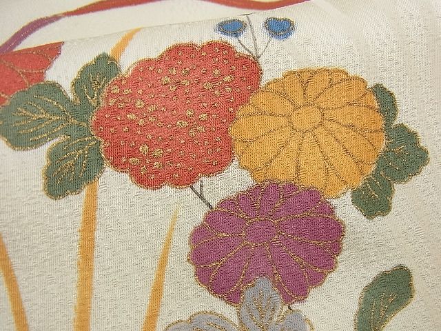 平和屋着物■付下げ 菊草葉文 金彩 逸品 n-gt1926