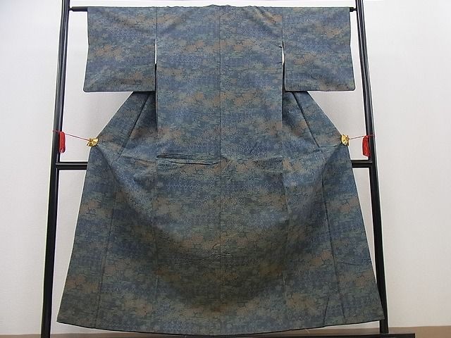 平和屋着物■上質な紬 吉祥花文 逸品 n-gt2000