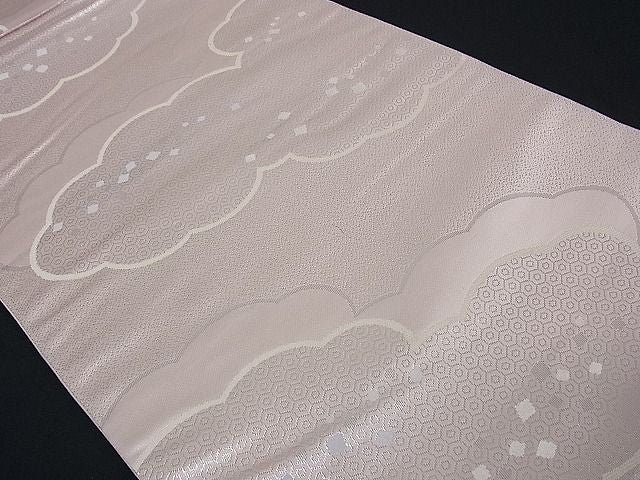 平和屋着物■六通柄袋帯 雲重ね吉祥文 銀糸 逸品 ha2451
