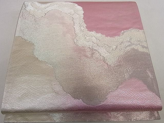 平和屋着物□六通柄袋帯 道長立波文 銀糸 逸品 ha4518 平和屋着物□六通柄袋帯 道長立波文 銀糸 逸品 ha4518