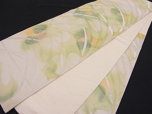 平和屋着物■六通柄袋帯 芝草文 銀糸 逸品 n-hj2802