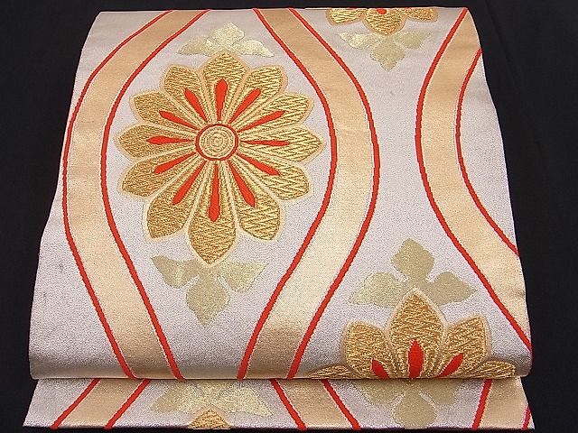 平和屋着物■六通柄袋帯 立涌花文 金銀糸 逸品 n-hj2807