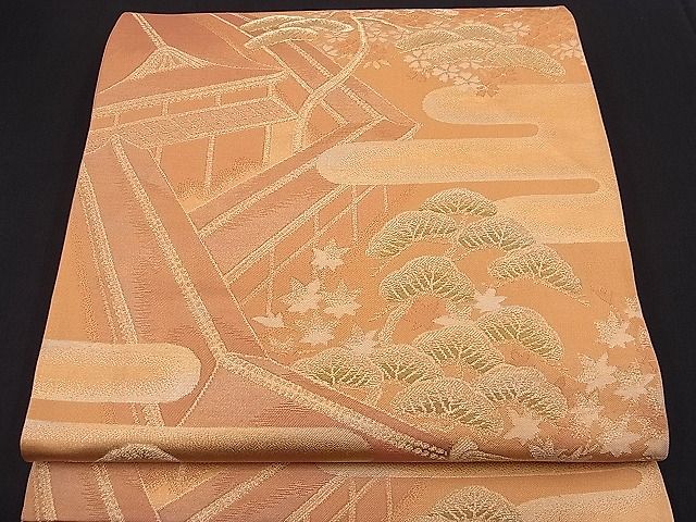 平和屋着物■六通柄袋帯 エ霞風景文 金糸 逸品 n-hj2811