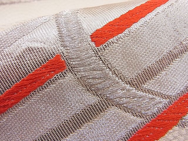 平和屋着物■六通柄袋帯 唐織 流水紐文 銀糸 逸品 n-hj2822