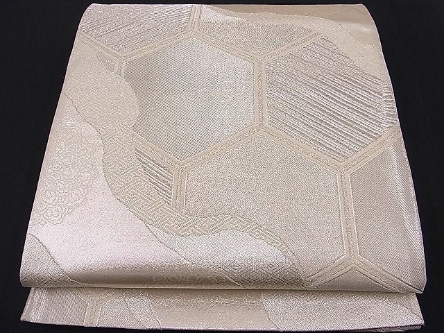 平和屋着物■六通柄袋帯 道長亀甲文 銀糸 逸品 n-hj2842