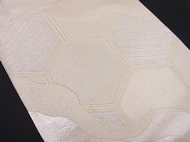平和屋着物■六通柄袋帯 道長亀甲文 銀糸 逸品 n-hj2842