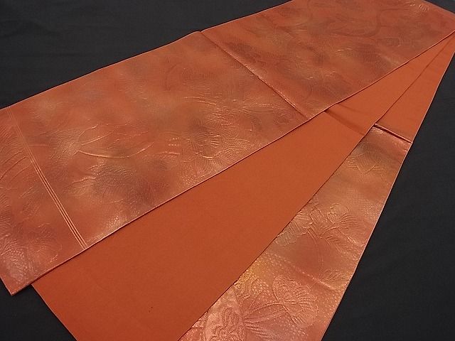 平和屋着物■六通柄 本袋帯 ふくれ織 休み鳥花唐草文 逸品 n-hj2931