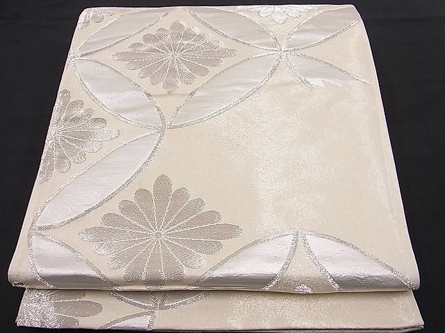 平和屋着物□六通柄京袋帯 七宝花菱文 銀糸 逸品 n-hj2945