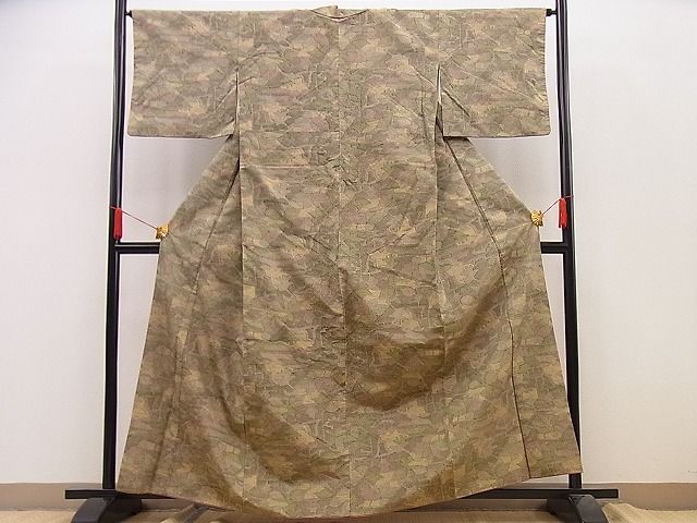 平和屋着物■上質なお召 草葉尽くし 逸品 n-hj3794