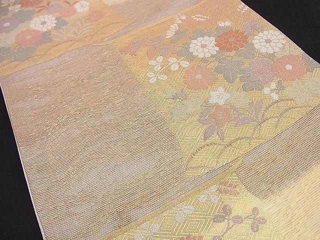 平和屋着物■夏物 六通柄袋帯 几帳秋草文 金糸 逸品 n-hj4633