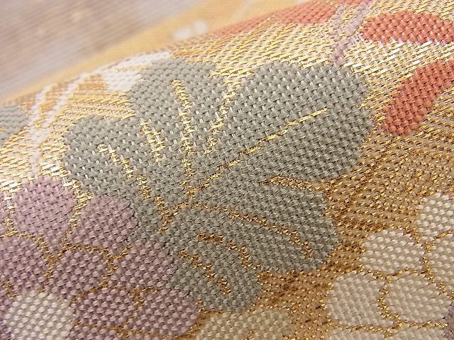 平和屋着物■夏物 六通柄袋帯 几帳秋草文 金糸 逸品 n-hj4633