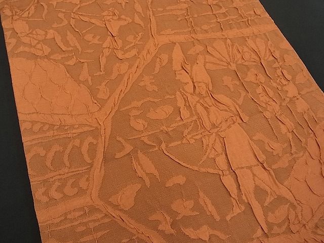 平和屋着物■全通柄袋帯 ふくれ織 切嵌狩猟文 逸品 n-hv1583