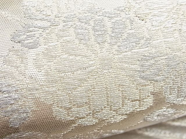 平和屋着物■六通柄袋帯 結び紐扇面花文 銀糸 逸品 n-hv1616