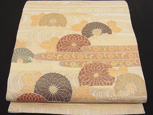 平和屋着物■六通柄袋帯 流水菊文 金糸 逸品 n-hv1625