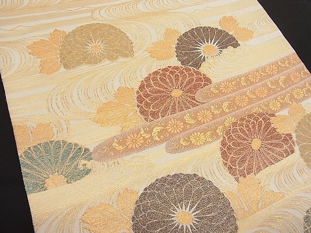 平和屋着物■六通柄袋帯 流水菊文 金糸 逸品 n-hv1625