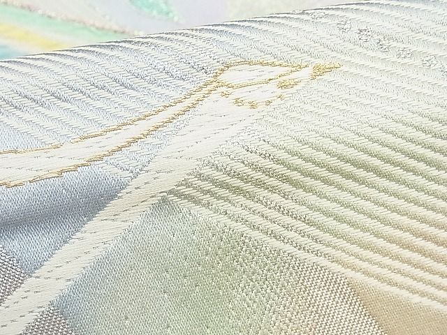 平和屋着物■六通柄袋帯 唐織 孔雀花文 銀糸 逸品 n-hv1627