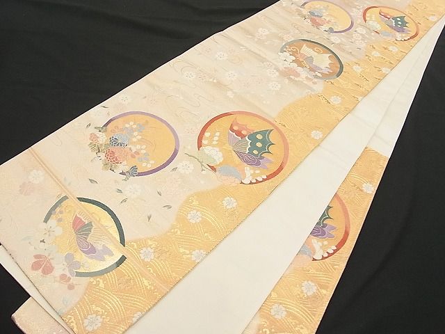 平和屋着物■六通柄袋帯 唐織 つづれ錦 能衣蝶丸文 金糸 逸品 n-hv2157