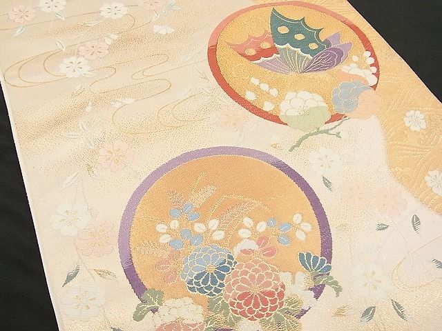 平和屋着物■六通柄袋帯 唐織 つづれ錦 能衣蝶丸文 金糸 逸品 n-hv2157