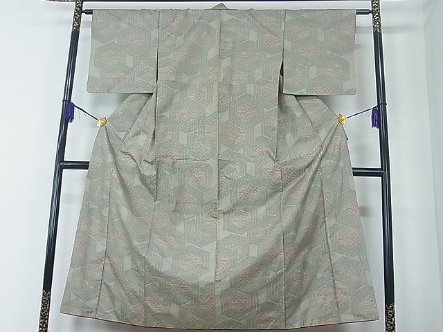 平和屋着物■上質なお召 亀甲繋ぎ 逸品 hy4926