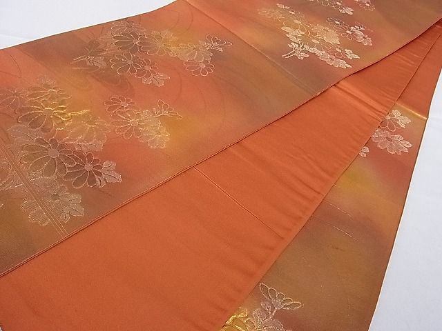 平和屋着物■六通柄袋帯 ふくれ織 菊 金糸 逸品 hy6337