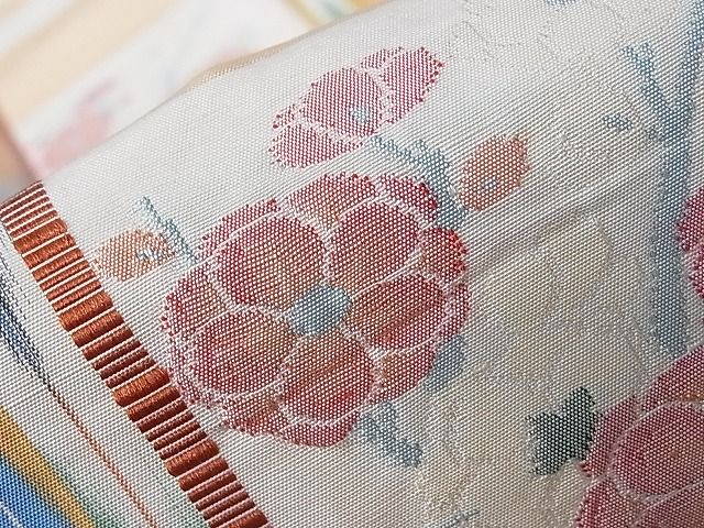 平和屋着物■六通柄袋帯 ふくれ織 草花文 逸品 hy6353
