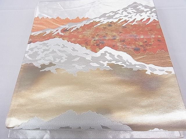 平和屋着物■六通柄袋帯 遠山風景文 金銀糸 逸品 hy6361