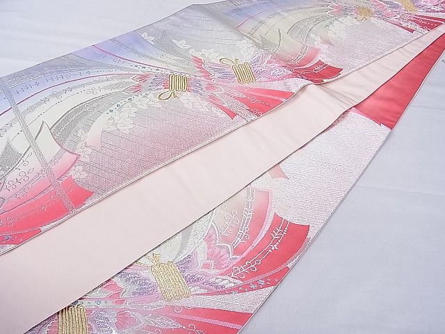 平和屋着物■六通柄袋帯 束ね熨斗花文 金銀糸 逸品 hy6578