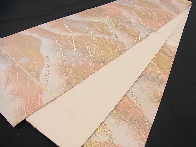 平和屋着物■六通柄袋帯 遠山薄文 引箔 金銀彩 逸品 n-if0997