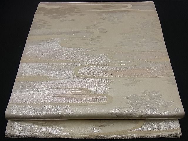 平和屋着物■六通柄袋帯 唐織 エ霞文 銀糸 逸品 n-if1050