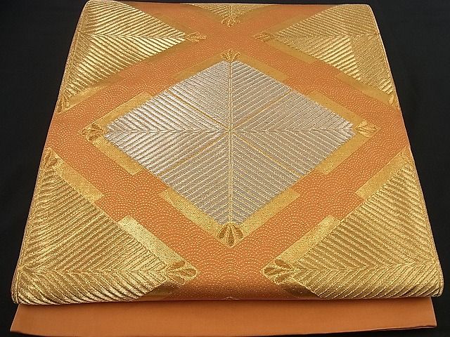 平和屋着物■六通柄袋帯 若松葉菱文 金銀糸 逸品 n-if1087