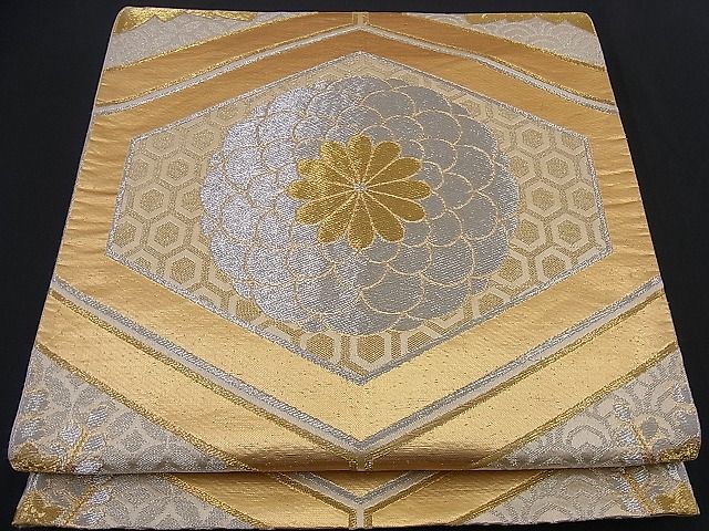 平和屋着物■六通柄袋帯 亀甲花文 金銀糸 逸品 n-if1165